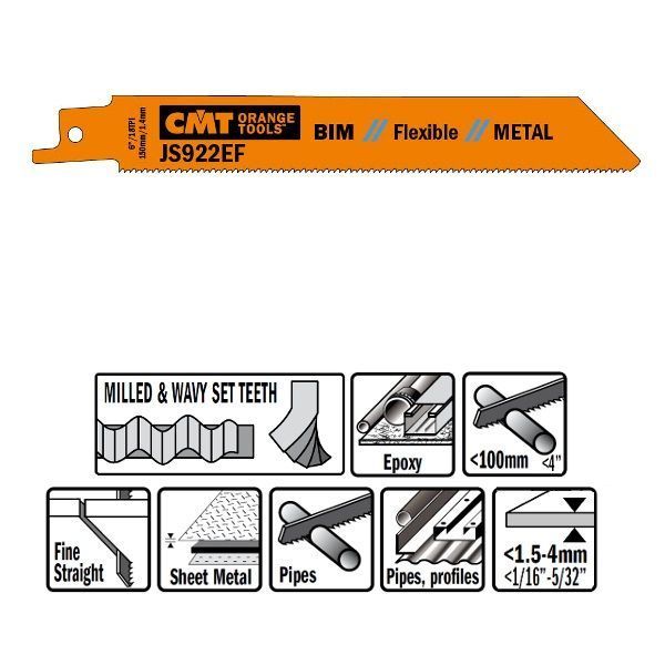 Фото Пилки сабельные 5 штук для металла BIM 150x1,4x18TPI в интернет-магазине ToolHaus.ru